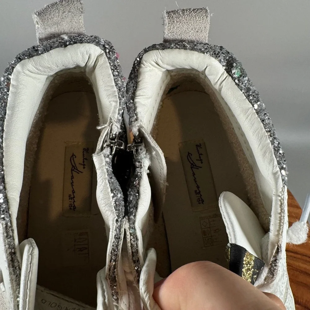 Vintage Havana Lester-11 Womens High Top Sneakers White Silver Gold Glitter 11